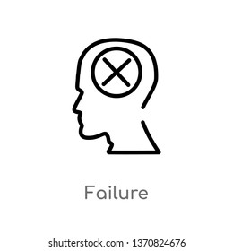 outline failure vector icon. isolated black simple line element illustration from brain process concept. editable vector stroke failure icon on white background
