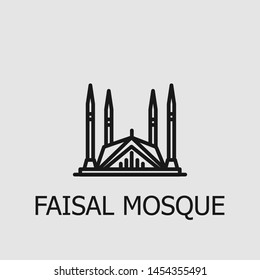 Outline faisal mosque vector icon. Faisal mosque illustration for web, mobile apps, design. Faisal mosque vector symbol.