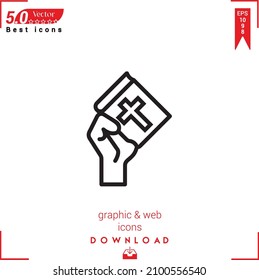 Outline faith Icon. faith icon vector isolated on white background. Graphic design, material-design, Best sellers 2022 icons, mobile application, UI UX design, EPS 10 format vector