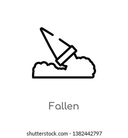 outline fallen vector icon. isolated black simple line element illustration from food concept. editable vector stroke fallen icon on white background