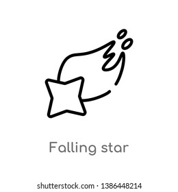 outline falling star vector icon. isolated black simple line element illustration from astronomy concept. editable vector stroke falling star icon on white background