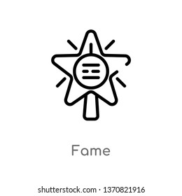 outline fame vector icon. isolated black simple line element illustration from blogger and influencer concept. editable vector stroke fame icon on white background