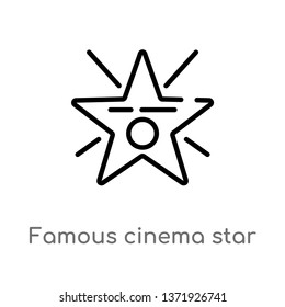 outline famous cinema star vector icon. isolated black simple line element illustration from cinema concept. editable vector stroke famous cinema star icon on white background svg