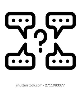 Outline FAQ icon for questions, help, support, and common queries.