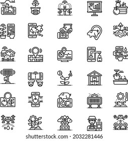 Conjunto de iconos plano de la colección inteligente de esquemas