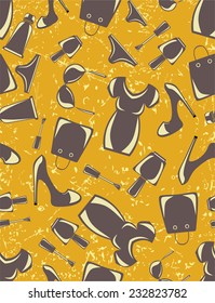 Outline Fashionable female accessories seamless pattern .
