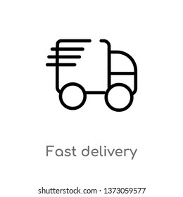 outline fast delivery vector icon. isolated black simple line element illustration from packing and delivery concept. editable vector stroke fast delivery icon on white background