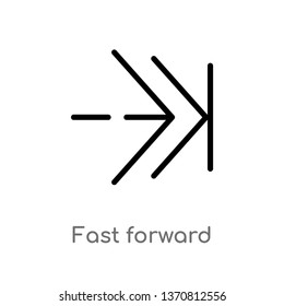 outline fast forward vector icon. isolated black simple line element illustration from arrows 2 concept. editable vector stroke fast forward icon on white background
