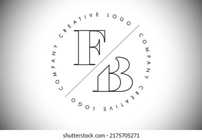 Esquema FB f b Letra Logo con diseño de corte e interseccionado. Ilustración de vectores de marco redondo.