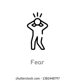 outline fear vector icon. isolated black simple line element illustration from halloween concept. editable vector stroke fear icon on white background