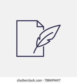 Outline feather document icon illustration isolated vector sign symbol