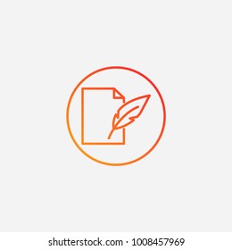 Outline  feather document icon.gradient illustration isolated vector sign symbol