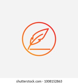 Outline  feather icon.gradient illustration isolated vector sign symbol
