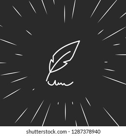 Outline feather pen icon illustration isolated vector sign symbol