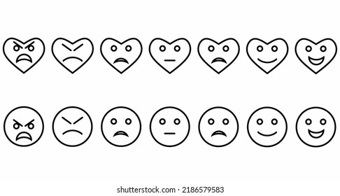 conjunto de iconos emoji de comentarios de esquema aislado en fondo blanco