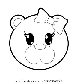 outline female bear head cute animal