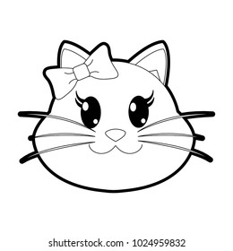 outline female cat head cute animal