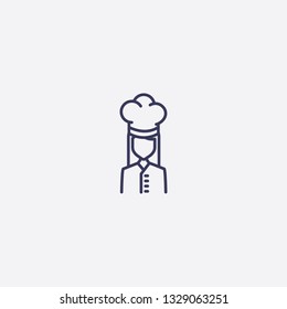 Outline female chef icon illustration isolated vector sign symbol