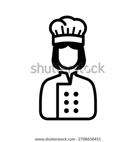 Outline Female Chef Illustration Vector Icon for Culinary Design