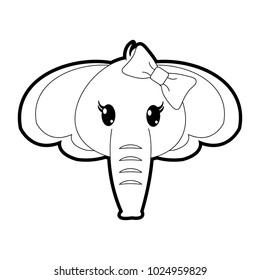 outline female elephant head cute animal