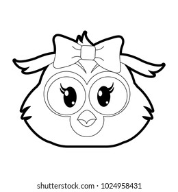outline female owl head cute animal