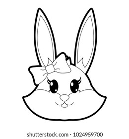 outline female rabbit head cute animal