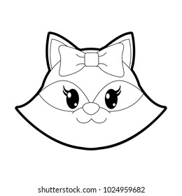 outline female raccoon head cute animal