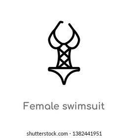 outline female swimsuit vector icon. isolated black simple line element illustration from fashion concept. editable vector stroke female swimsuit icon on white background