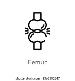 outline femur vector icon. isolated black simple line element illustration from medical concept. editable vector stroke femur icon on white background