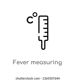 outline fever measuring vector icon. isolated black simple line element illustration from measurement concept. editable vector stroke fever measuring icon on white background
