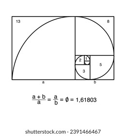 Outline of fibonacci and formula for art design , outline for fabonacci day background material