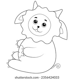 The outline of the fictional character of a ram is a monster, a coloring book on a white background. Vector illustration.
