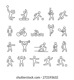 Outline figure athletes, popular sports