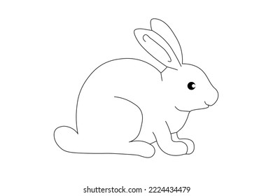 Outline figure of a hare, rabbit, symbol of 2023 on a white background, vector
