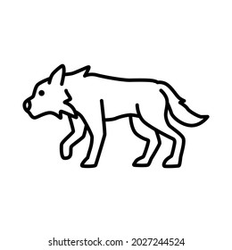 Outline figures of animal. Vector icon wolf