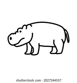 Outline figures of animal. Vector icon hippopotamus