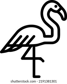 Outline figures of animal. Vector icon flamingo.