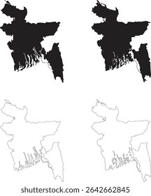 Contorno e mapa preenchido de Bangladesh Vetor Design Concept	