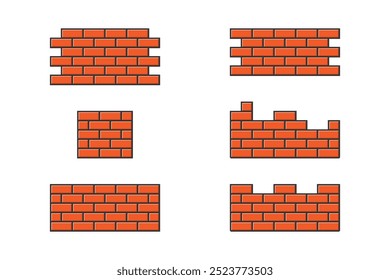 coleção de vetores de brick de estilo preenchido de estrutura de tópicos
