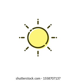 Outline Filled Sun Icon for Brightness, Intensity Setting icon Vector