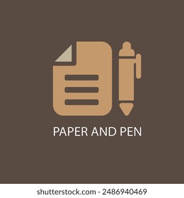 Outline Filled Vector Sign office writing pad vector icon . isolated transparent . paper with pencil note form business contract