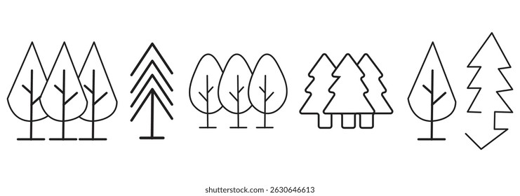  Outline Filled Vector Sign of tree vector icon . forest sign . isolated white background . outline and filled version EPS 10