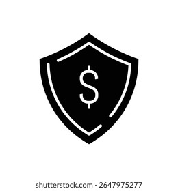 Outline financial shield icon, representing money protection, secure transactions, or banking safety.