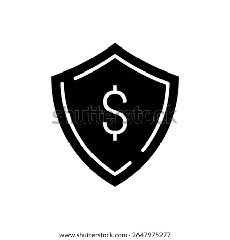 Outline financial shield icon, representing money protection, secure transactions, or banking safety.