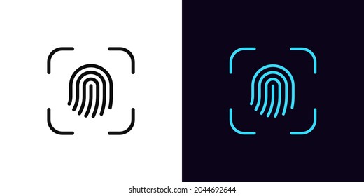 Outline Fingerprint Scanner Icon, With Editable Stroke. Linear Thumbprint Sign, Finger Print Recognition Pictogram. Personal Biometric Data, Identification And Verification. Vector Icon For Animation