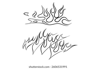 Outline Fire Bundle. Vector sketch by hand. Image for any size ideal for advertising and posters, personal project or t-shirts, mugs, books, logos, etc.