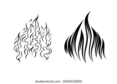 Outline Fire Bundle. Vector sketch by hand. Image for any size ideal for advertising and posters, personal project or t-shirts, mugs, books, logos, etc.