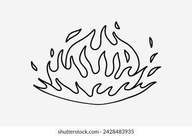 outline fire doodle vector image