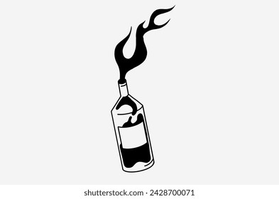 outline fire doodle vector image