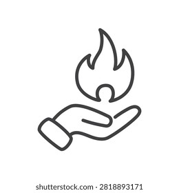 Outline fire flame hand